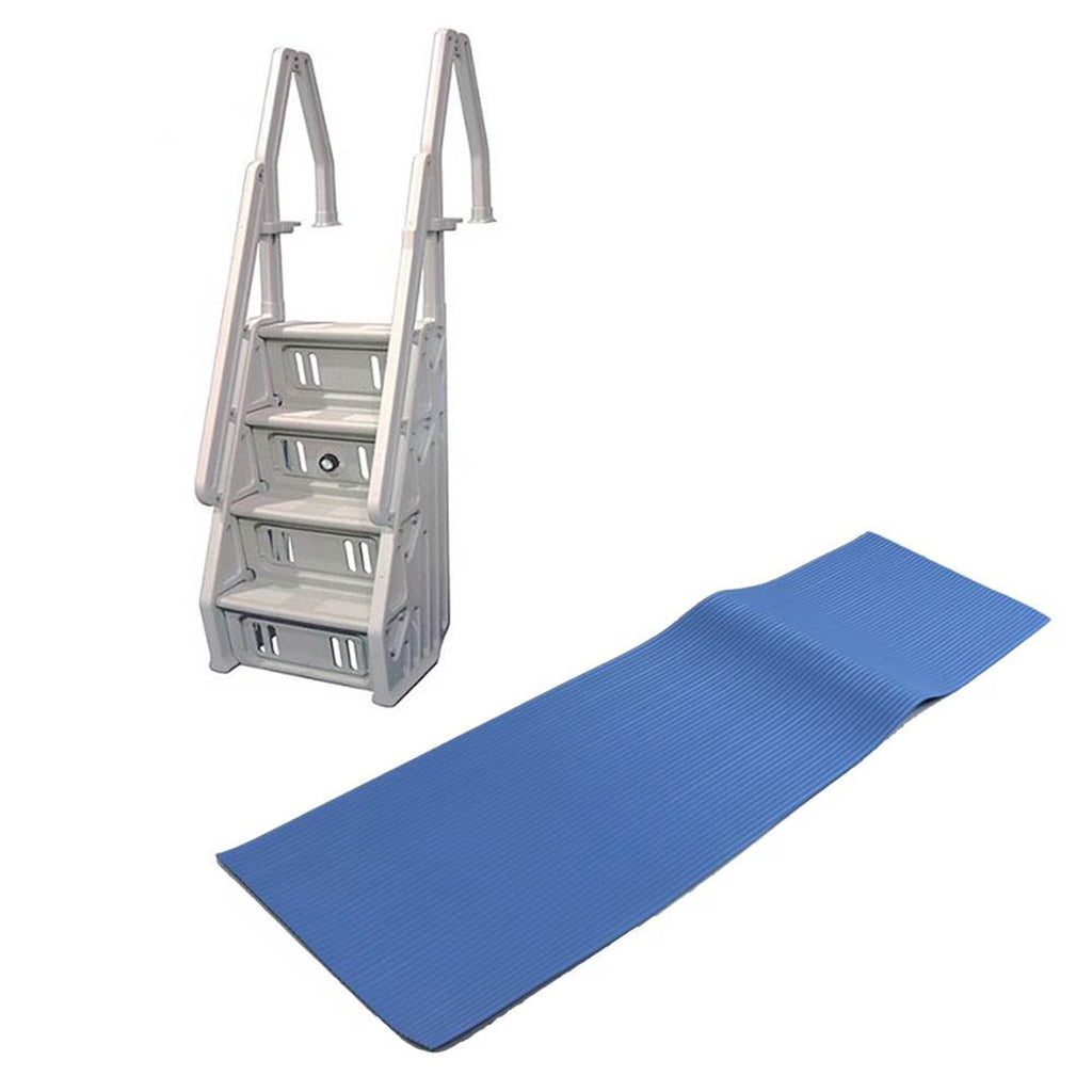 In Step Above Ground Swimming Pool Ladder with Protective Ladder Mat L398