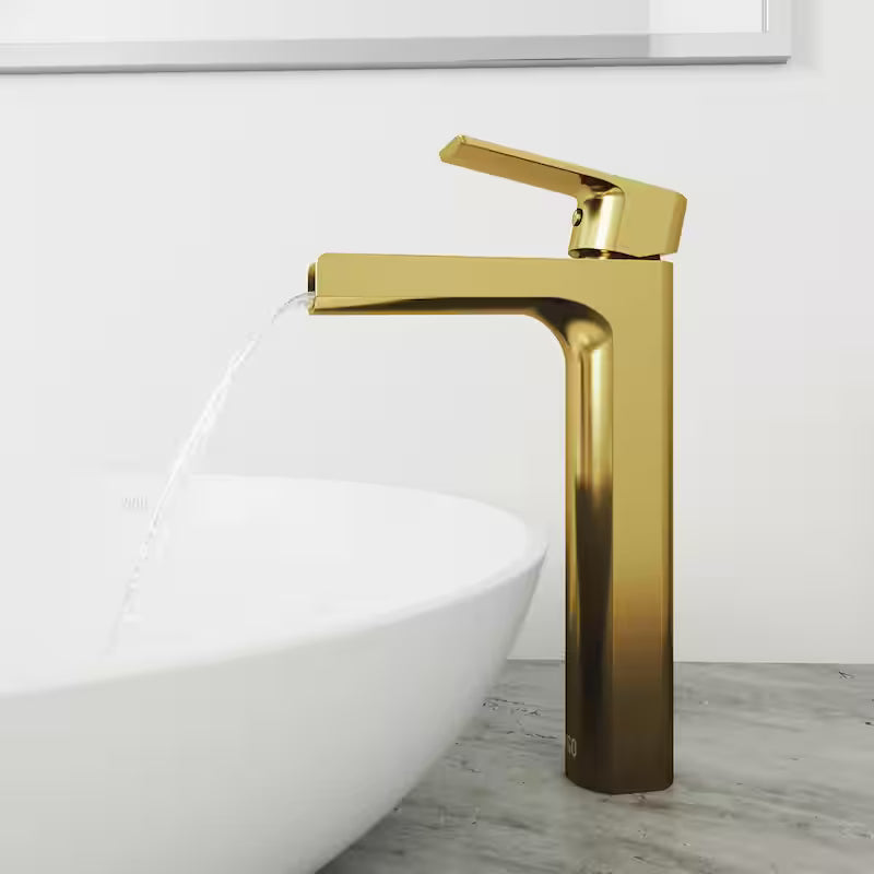 Single Handle Single-Hole Bathroom Vessel Faucet Matte Brushed Gold W453