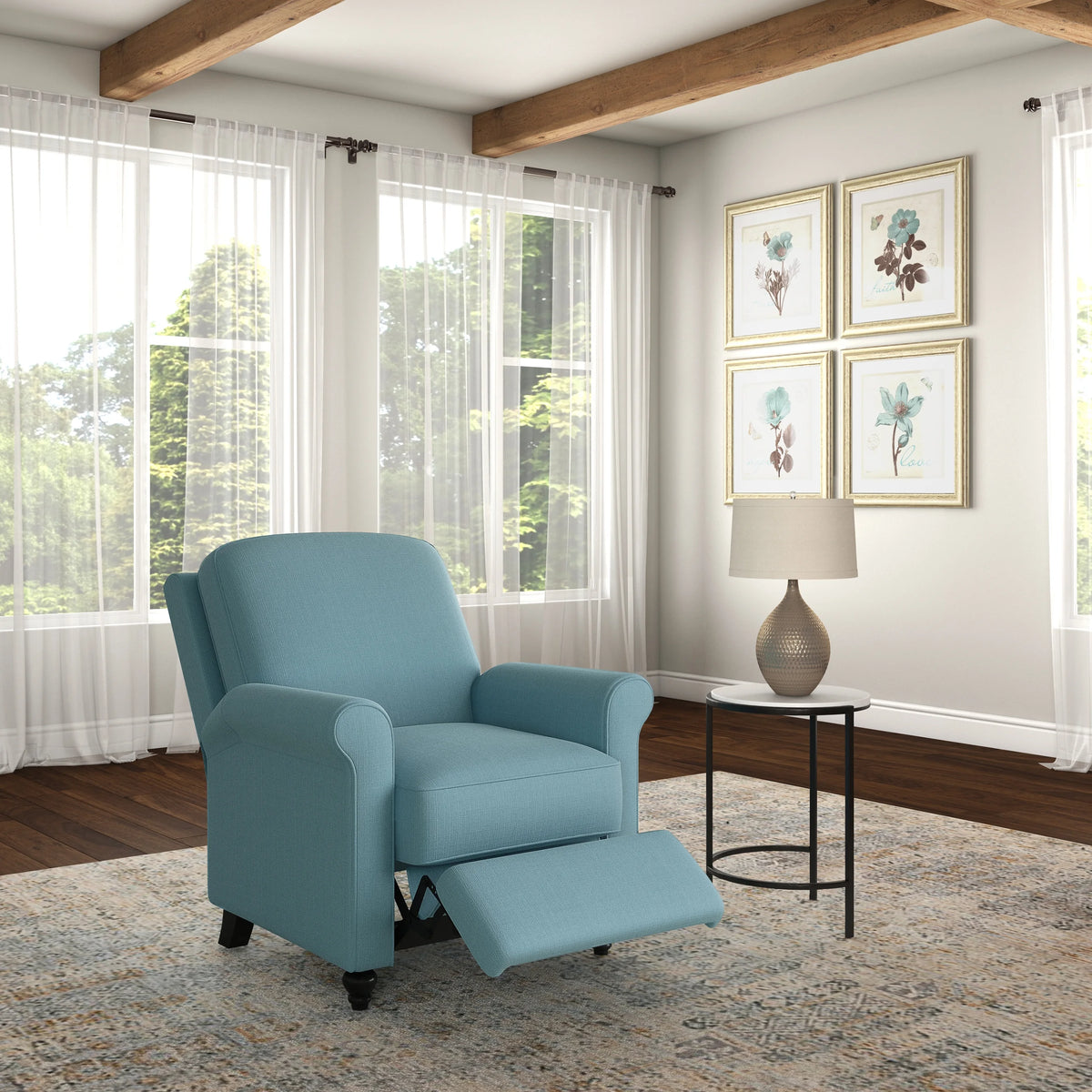 Sky Blue Push Back Recliner Chair V297
