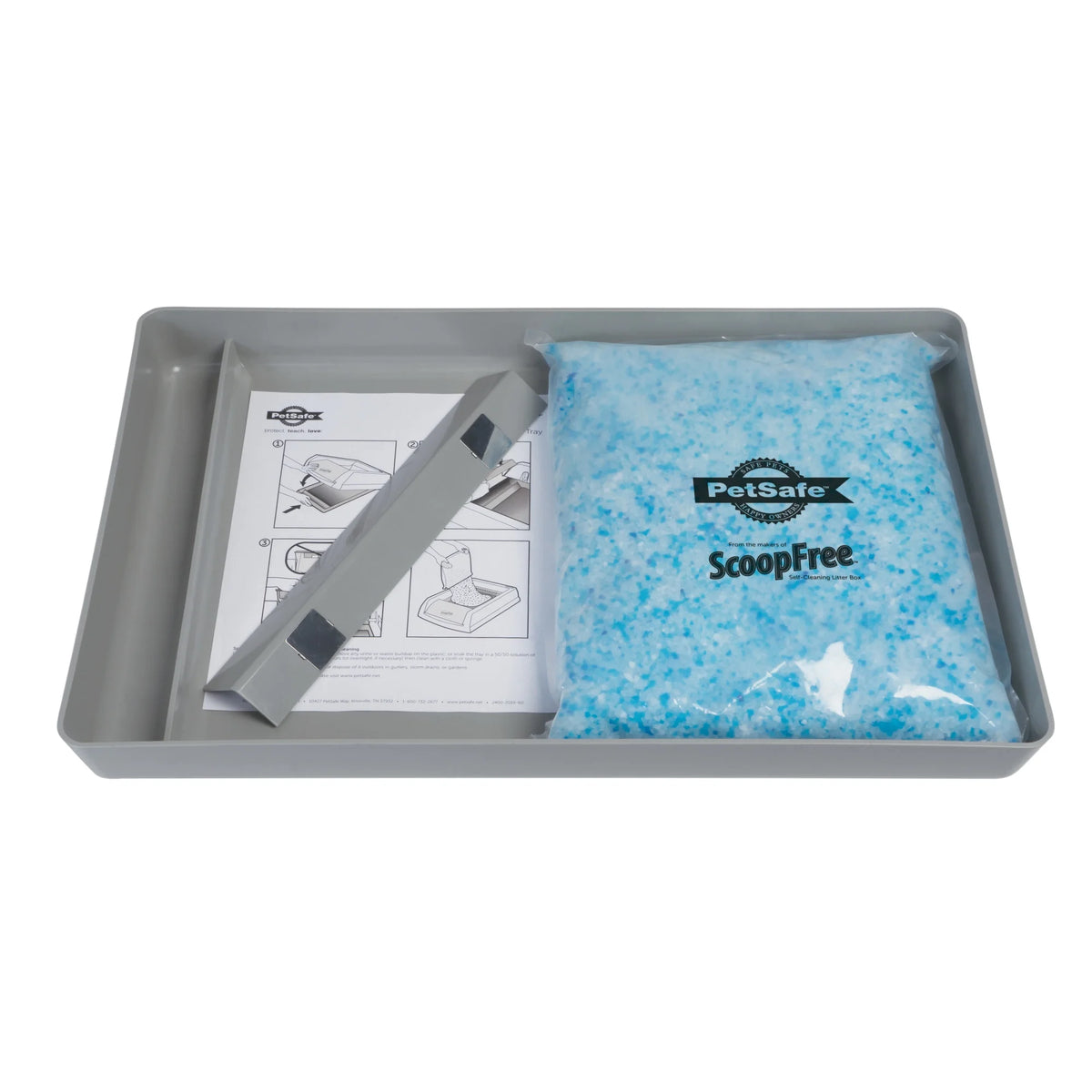 Reusable Cat Litter Box Tray with 4.3 lb Non Clumping Crystal Litter X74446
