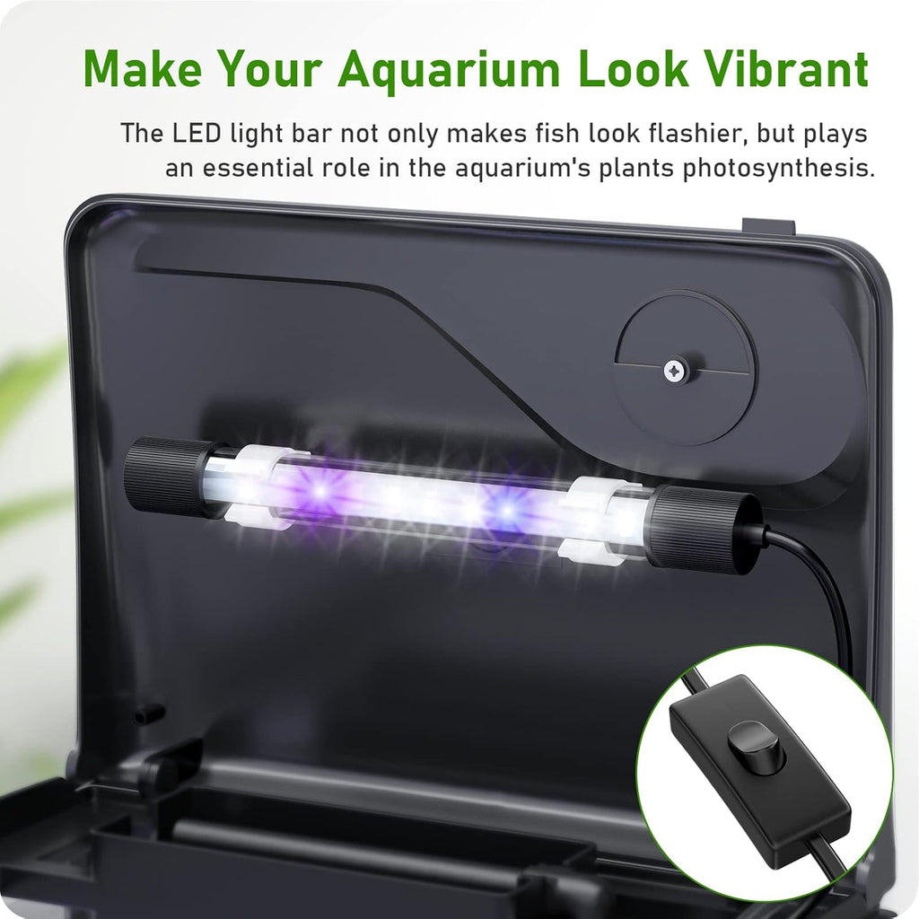 2 Gallon Glass Fish Tank with Filter Light H316186