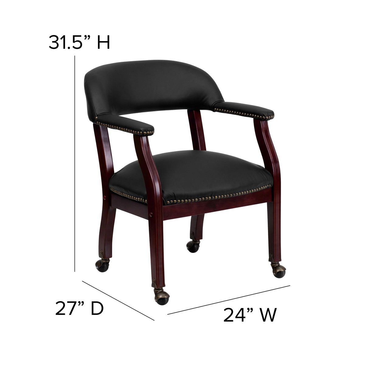 Black LeatherSoft Conference Chair with Casters U418