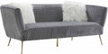 Grey Velvet Sofa with 2 Pillows D613