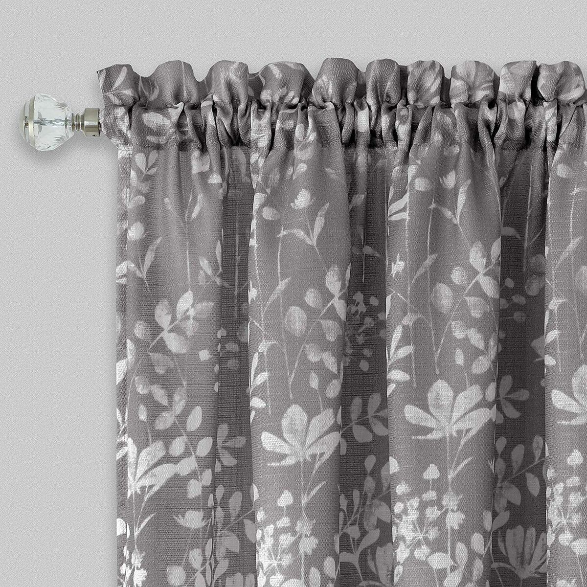 Grey Floral Window Curtain Valance Y290