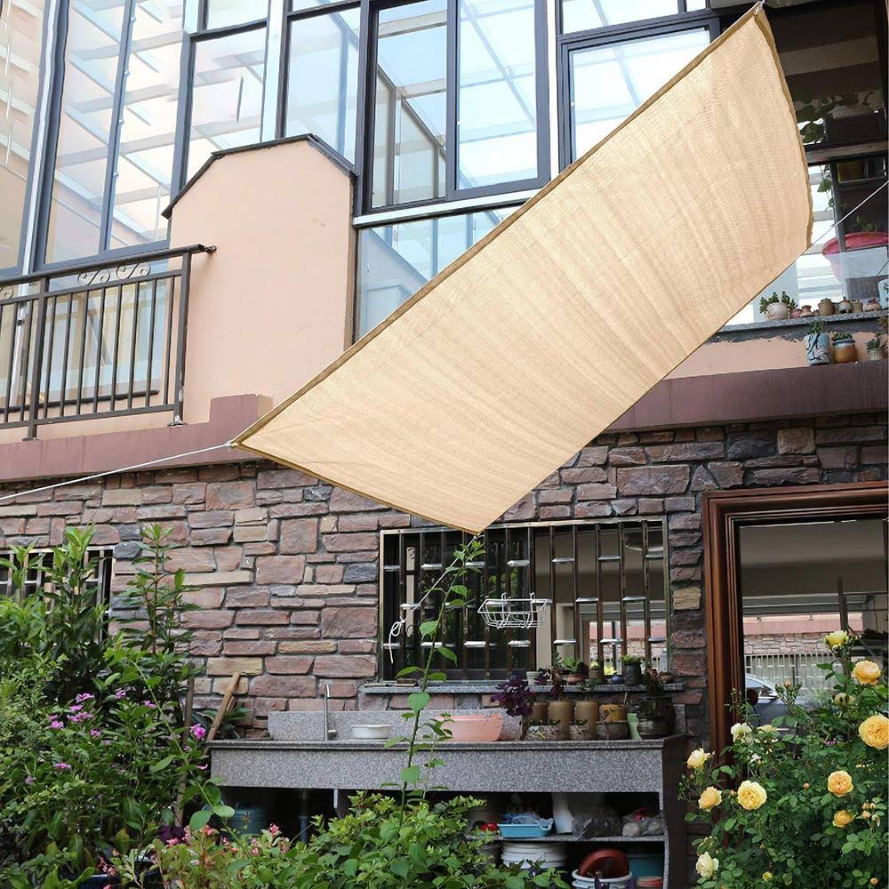 Wheat Rectangle Sun Shade Sail Patio Canopy I56859