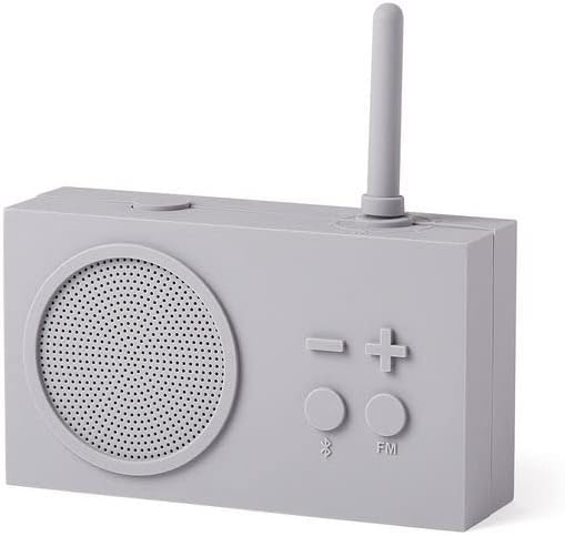 FM Radio Bluetooth Speaker 5W Splash Proof IPX4 20 Hours Silicone Rubber Case Grey D380