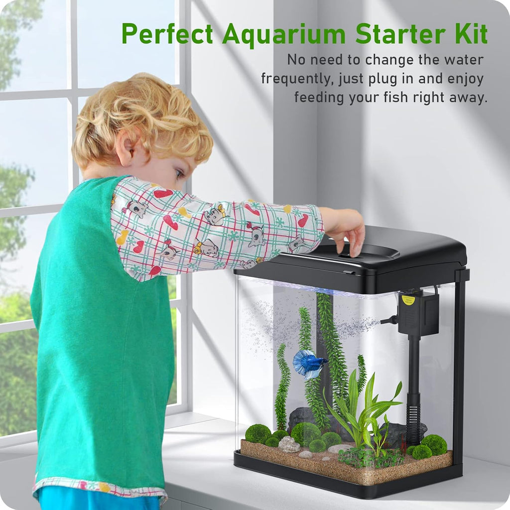 2 Gallon Glass Fish Tank with Filter Light H316186