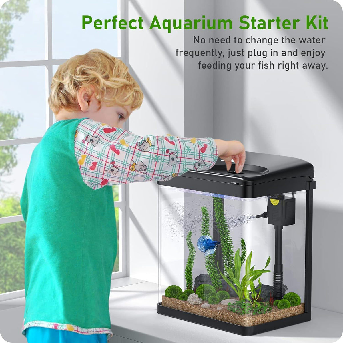 2 Gallon Glass Fish Tank with Filter Light H316186