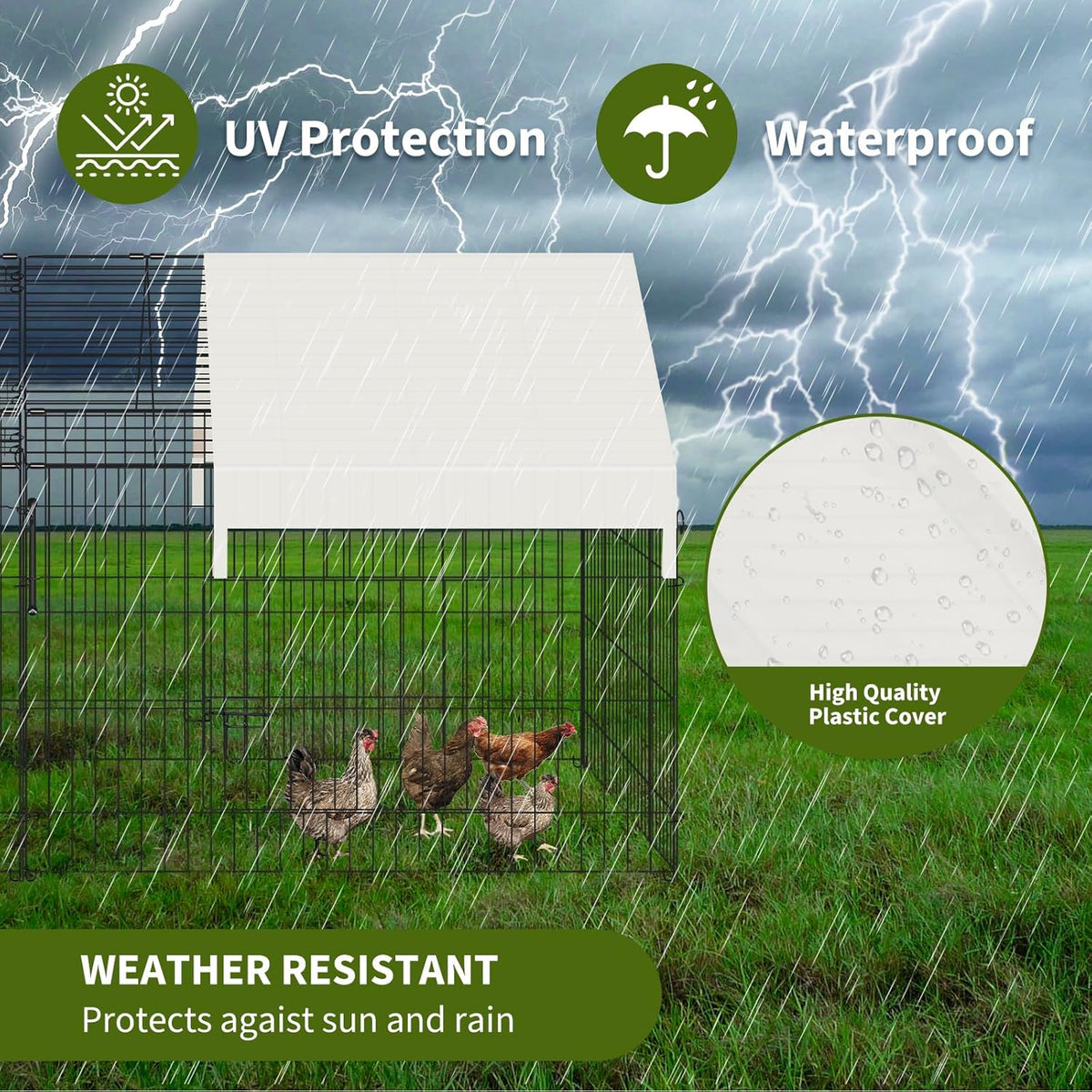 87" x 41" Metal Chicken Coop with Cover I51076
