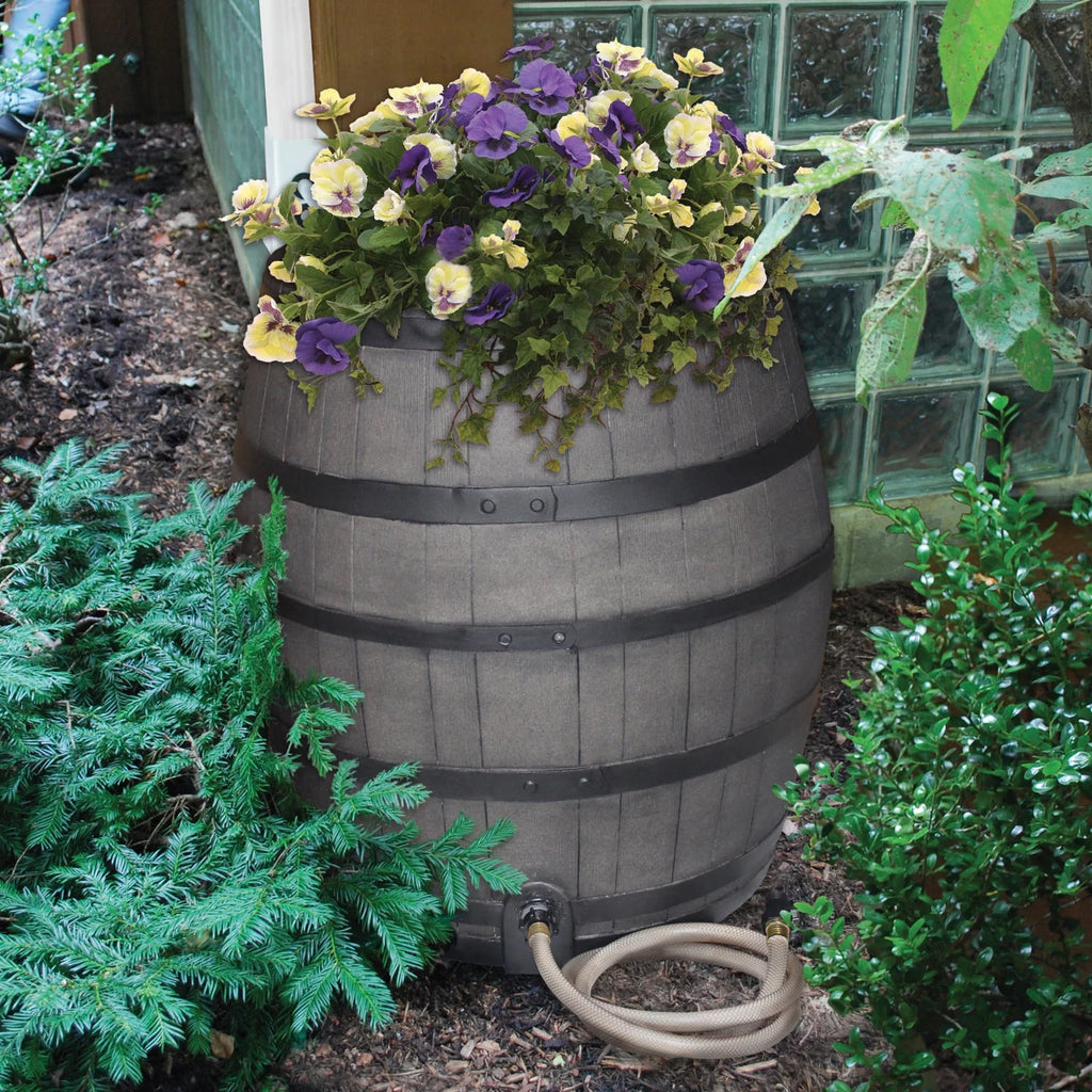 50 Gal Black Polyethylene Rain Barrel T8379