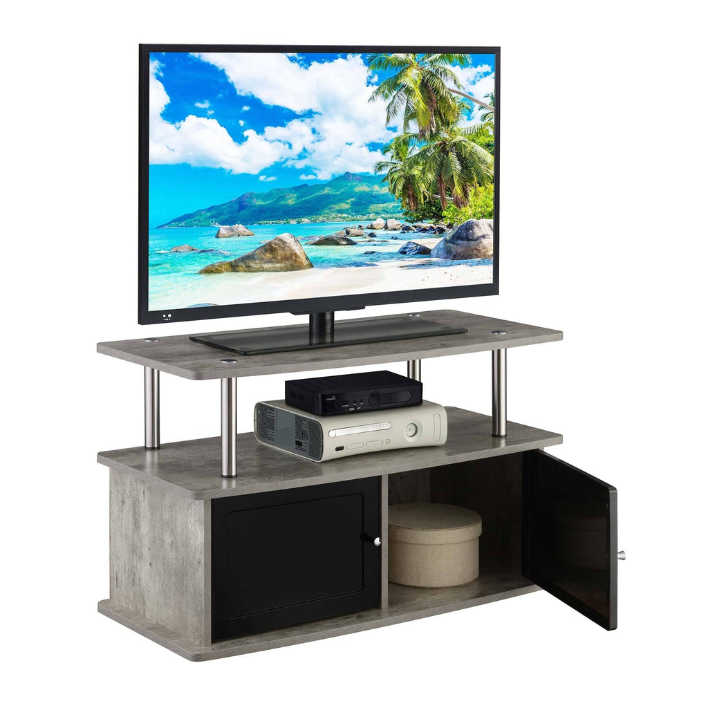 Gray TV Stand with 2 Storage Cabinets and Shelf D745397