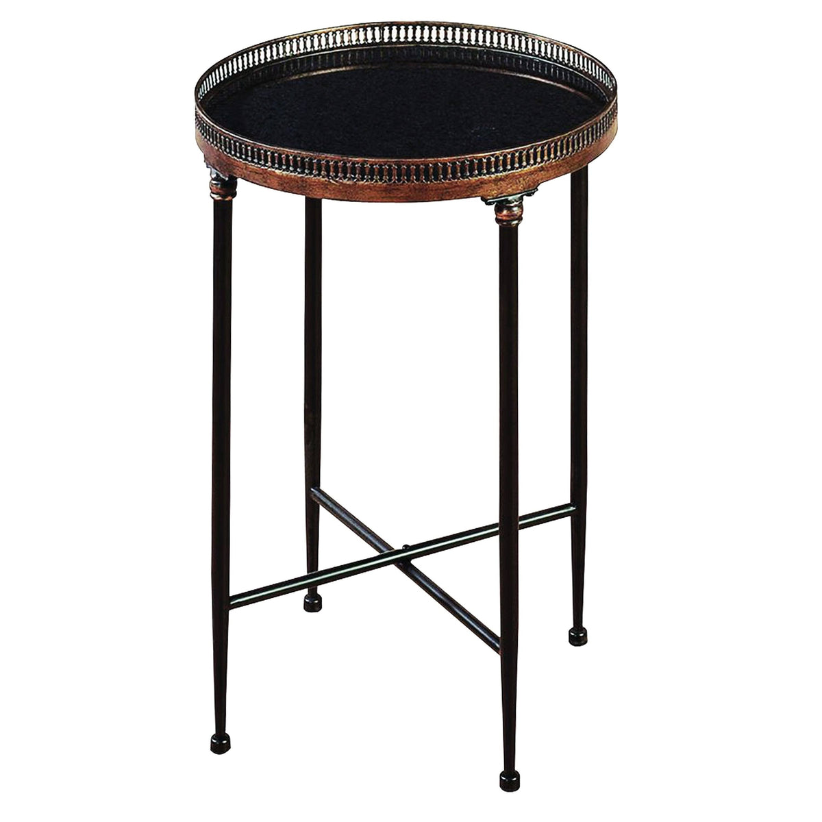 Black Metal and Marble Accent Table F25612