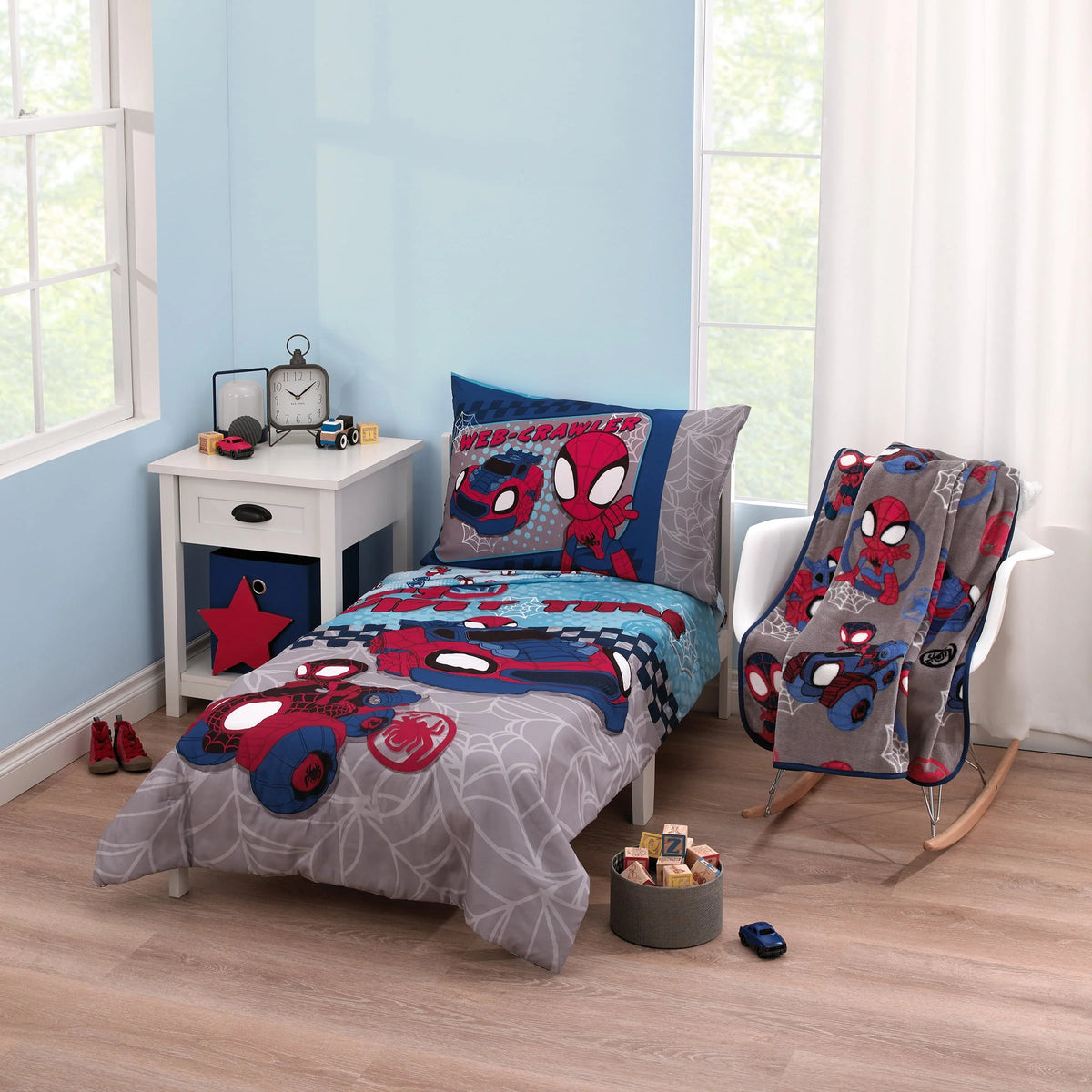 Blue 5pc Toddler Bedding & Blanket Bundle P80824