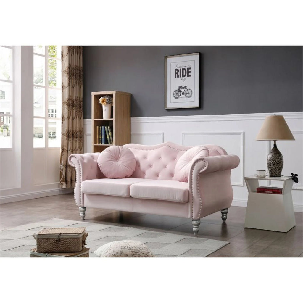 Pink 2-Piece Furniture Set with Sofa Chaise and Loveseat U817646