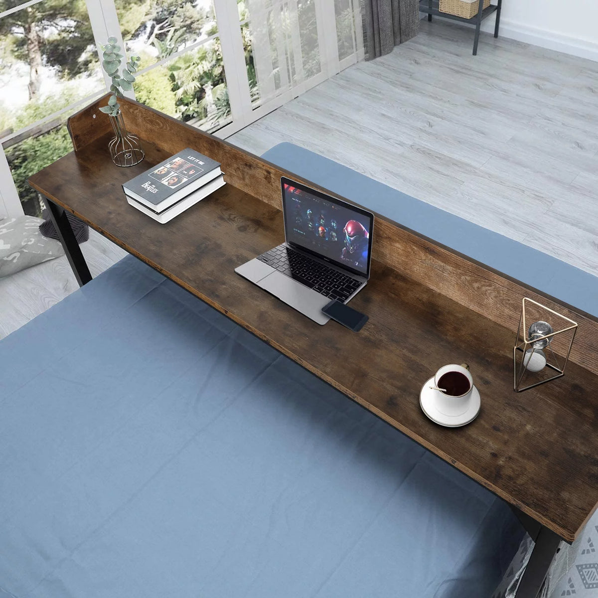 Brown Overbed Table with Wheels T275