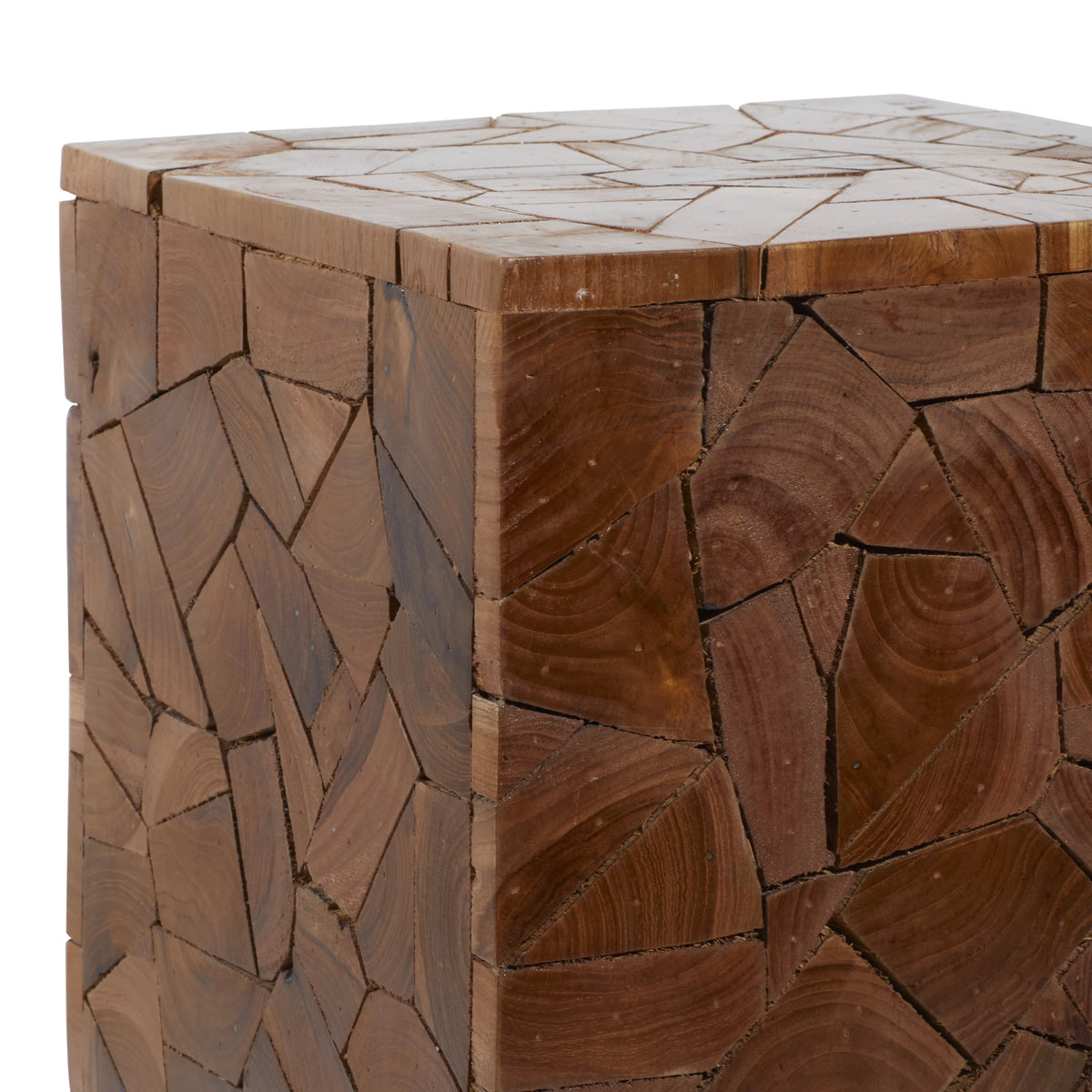 12" x 16" Brown Teak Wood Accent Table S41573