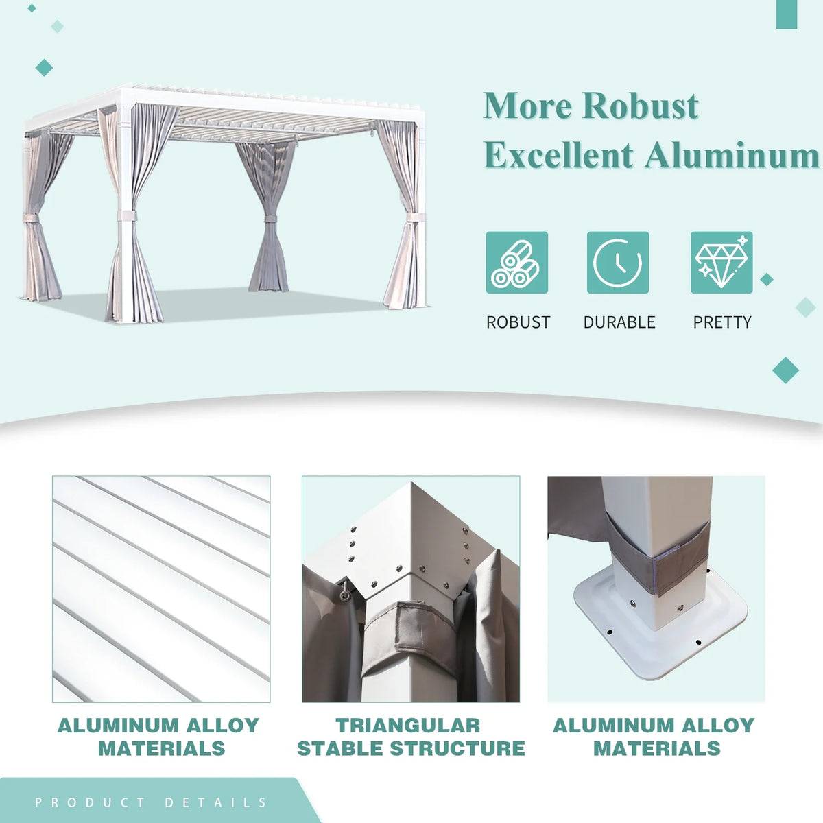 10'×10' Outdoor Louvered Pergola with Adjustable Aluminum Roof G54851