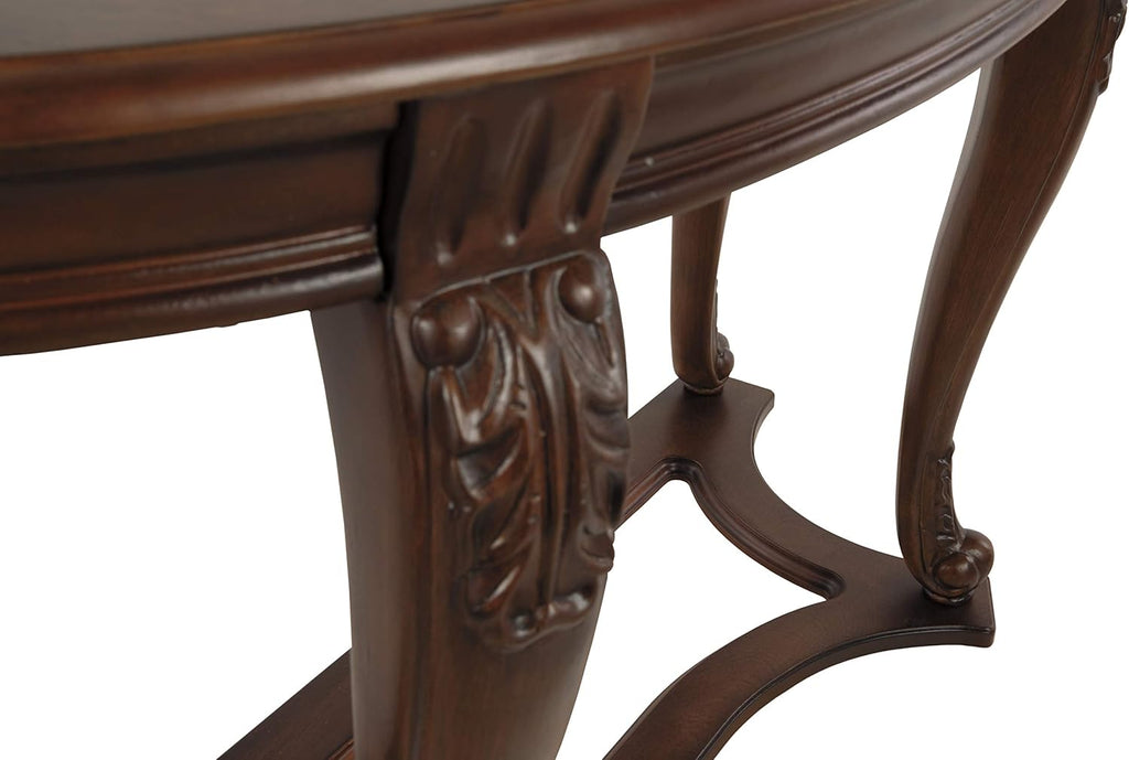 Dark Brown Glass Top Semi-Circle Sofa Table R19204