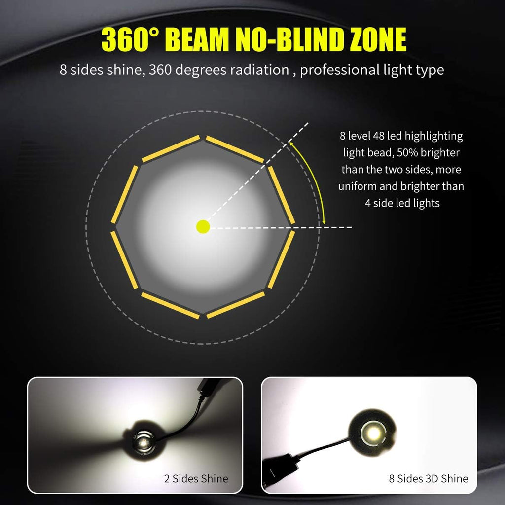 9012 HIR2 LED Headlight Bulb 80W 16000LM 6000K Cool White 8 Sides CSP Chips 360 Degree Adjustable Beam (Pack of 2) P532