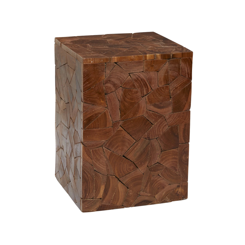 12" x 16" Brown Teak Wood Accent Table S41573