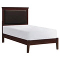 Cherry Wood and Faux Leather Twin Bed C373