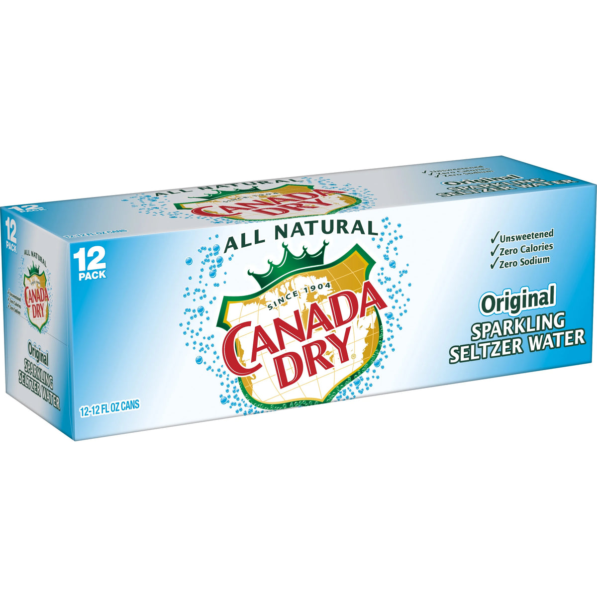 12 Pack Sparkling Seltzer Water, 12 fl oz cans W19576