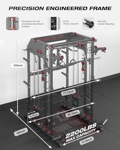 Smith Machine Power Cage with Dual Pulley System and Leg Press Attachment X37038