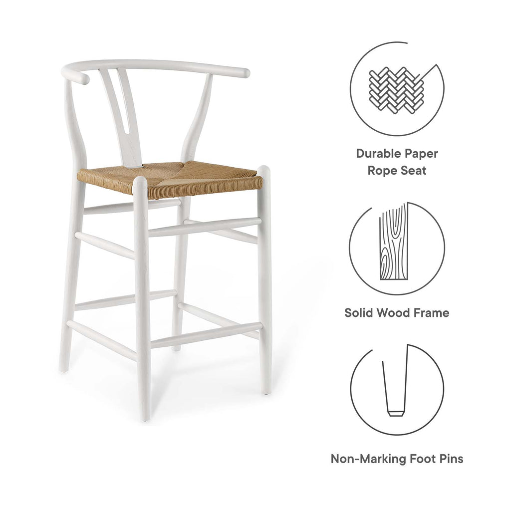 White Wood Counter Stool Set of 2 H157939
