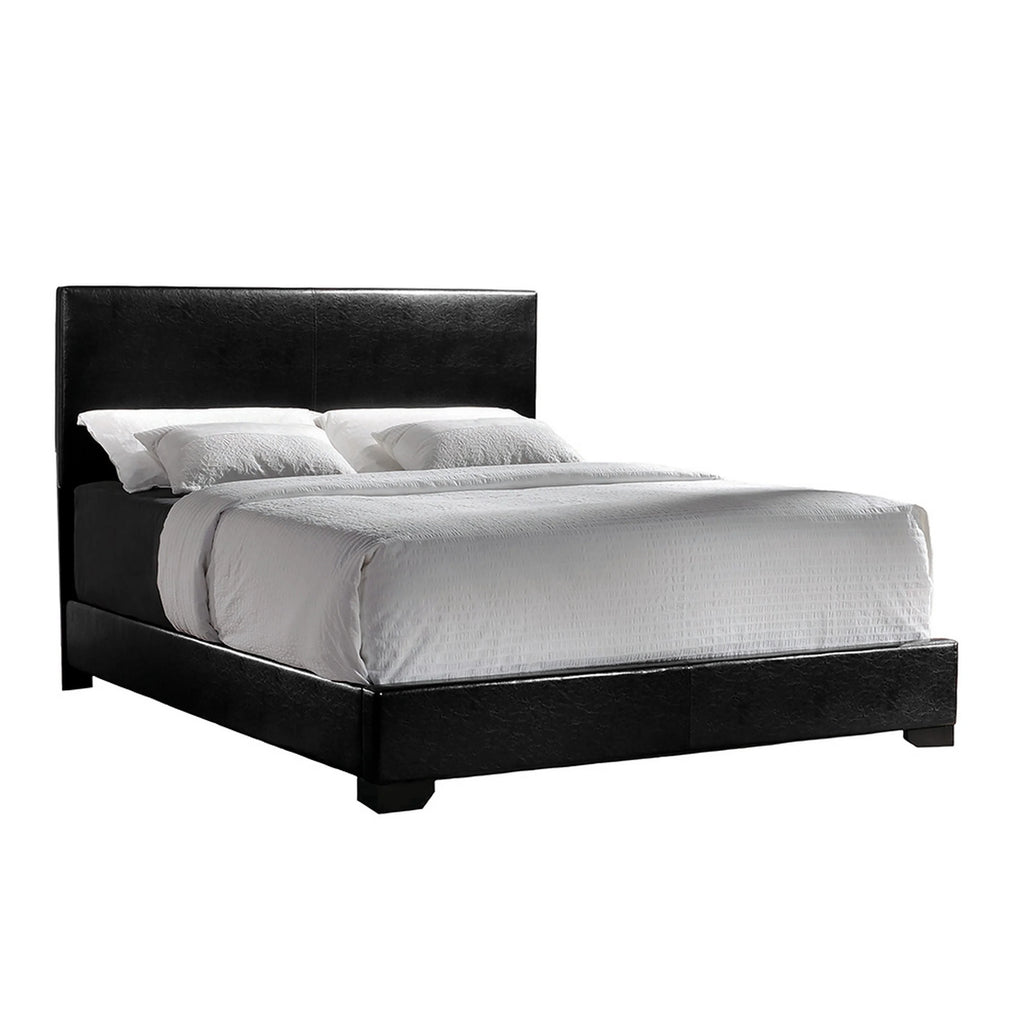 Queen Upholstered Panel Bed Black Q360830