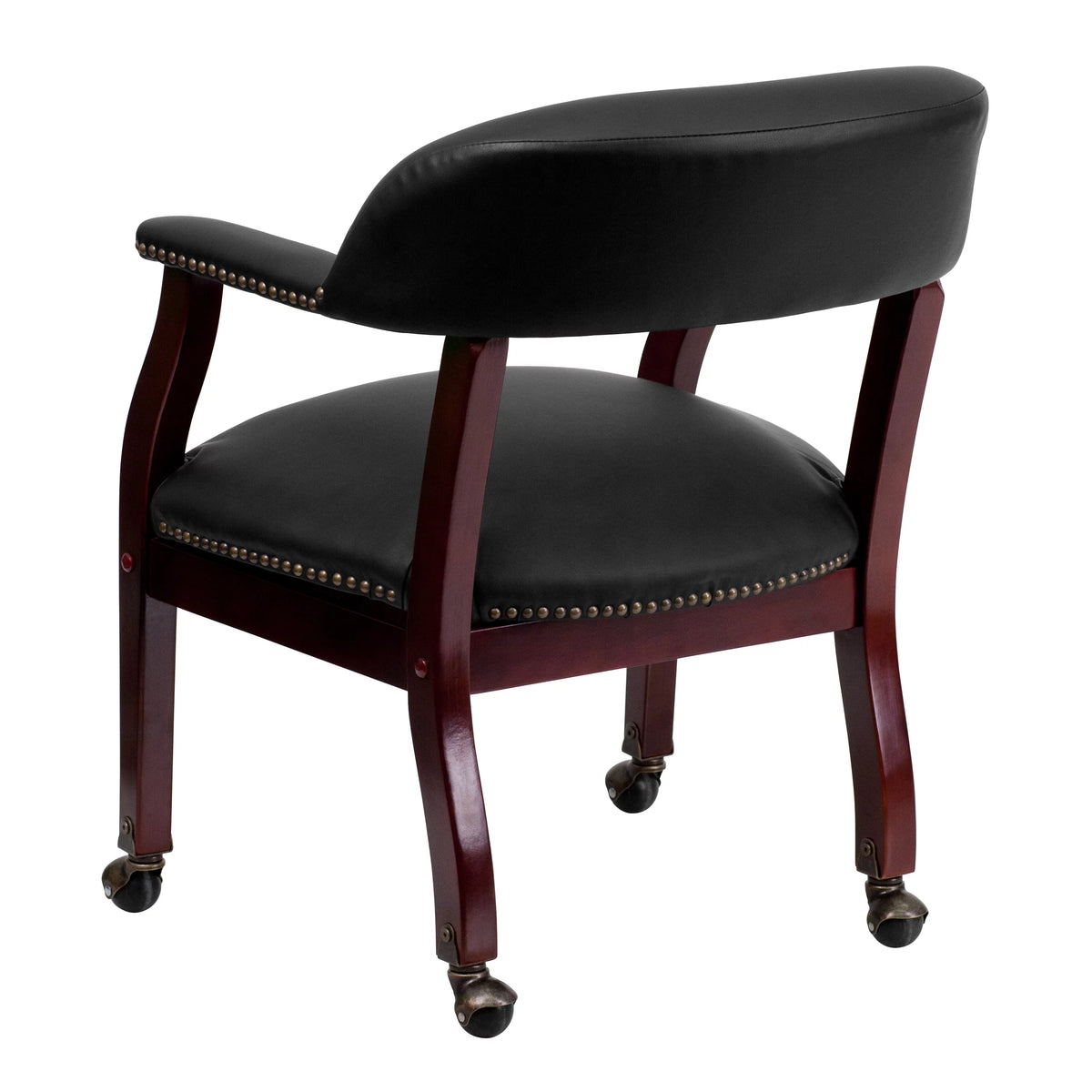 Black LeatherSoft Conference Chair with Casters U418