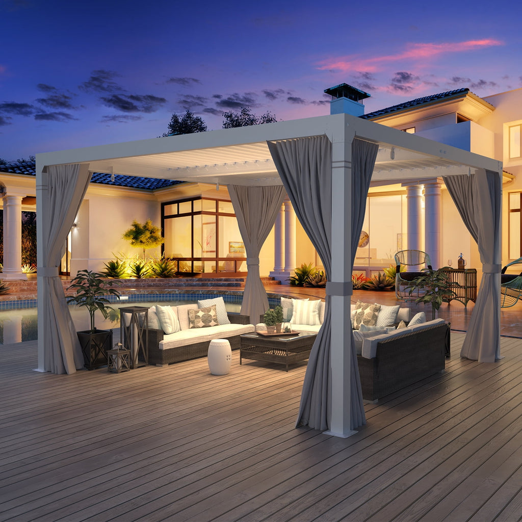 10'×10' Outdoor Louvered Pergola with Adjustable Aluminum Roof G54851