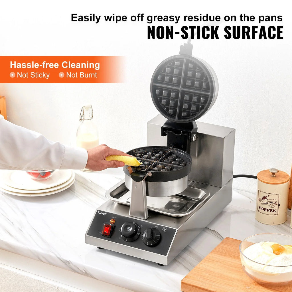 Round Waffle Maker 1300W Non-Stick Waffle Iron R33969