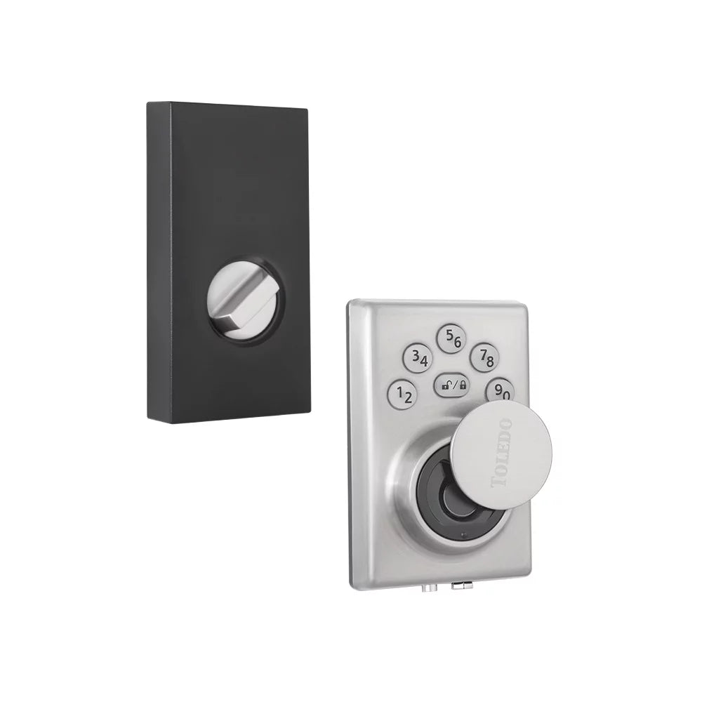 Electronic Biometric Deadbolt Lock in Satin Stainless Steel D81531