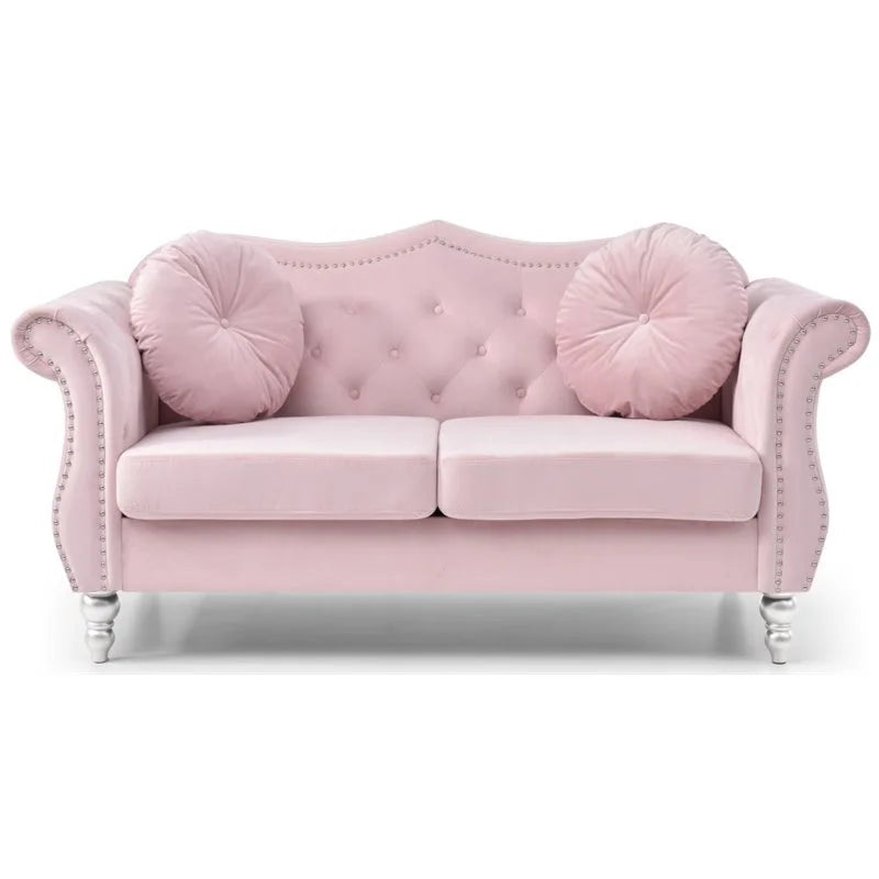 Pink 2-Piece Furniture Set with Sofa Chaise and Loveseat U817646