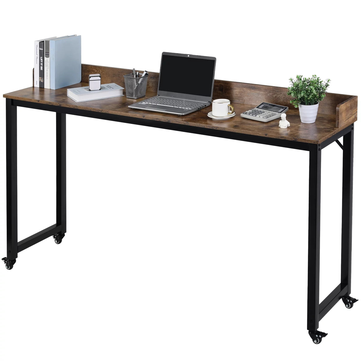 Brown Overbed Table with Wheels T275